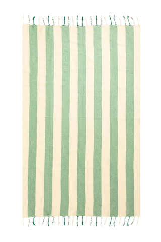 ETA 6/15 - Green Striped Cotton Turkish Beach Towel