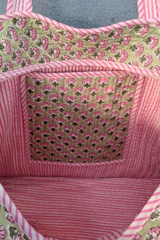 Mia Pink Floral Tote Bag