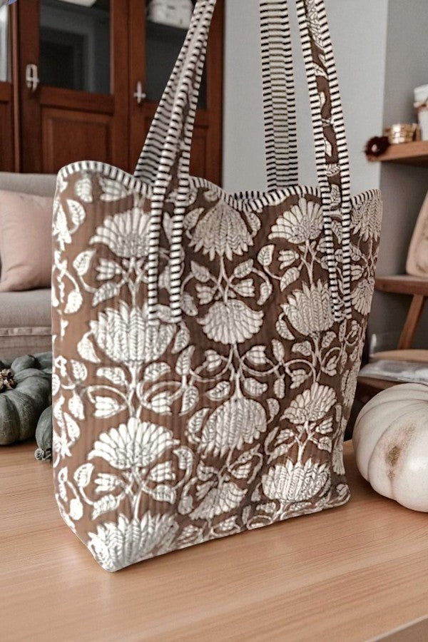 ETA 9/15 -  Maple Blossom Brown Scalloped Tote Bag