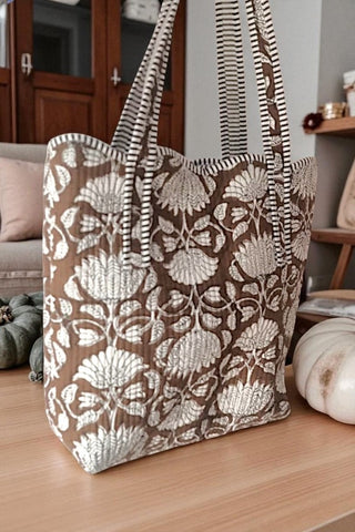 ETA 9/15 -  Maple Blossom Brown Scalloped Tote Bag
