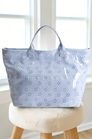 Blue Eyelet Vinyl TOTE BAG