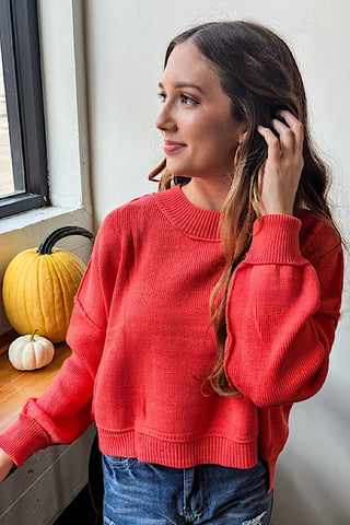Autumn Breeze Orange Crop Sweater