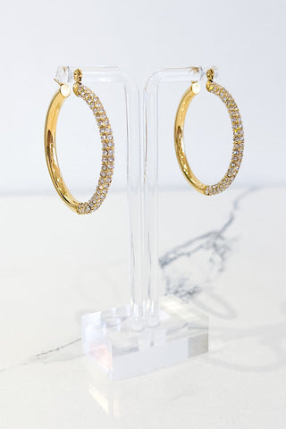 Natural Elements Gold Rhinestone Hoop Earrings