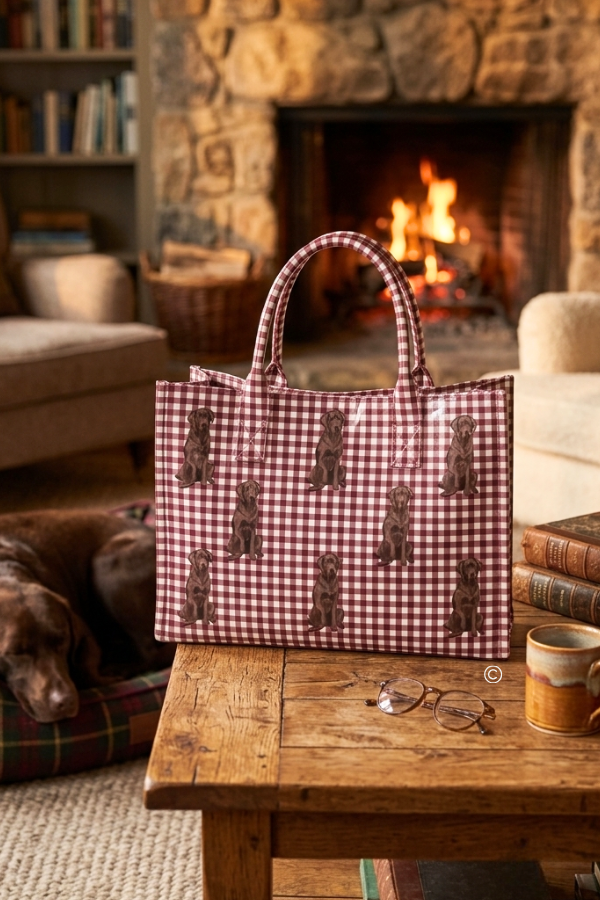 ETA 9/30-10/14 The Hank Maroon Gingham Vinyl Tote©