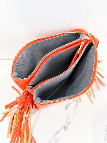 Sedona Orange Fringe Crossbody Bag