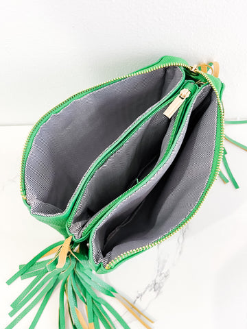 Sedona Green Fringe Crossbody Bag