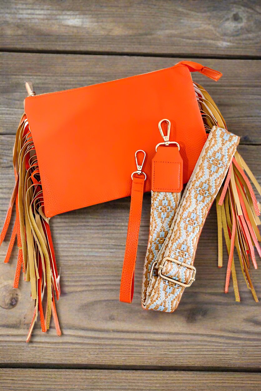 Sedona Orange Fringe Crossbody Bag