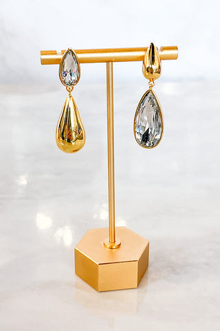 Natural Elements Gold Teardrop Stone Earrings