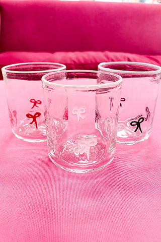Light Pink Bow Drinking Glass