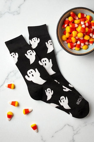 ETA 8/29 - Black Halloween Ghost Socks