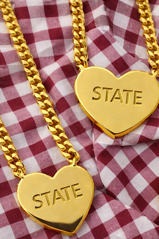 State Engraved Gold Heart Necklace