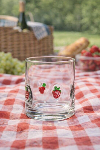 Strawberry Clear Drinking Glass
