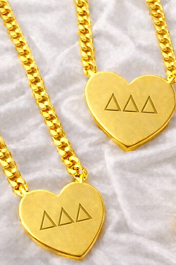 ETA 4/15 - Tri Delta Engraved Gold Heart Necklace