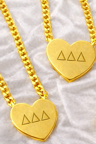 ETA 4/15 - Tri Delta Engraved Gold Heart Necklace