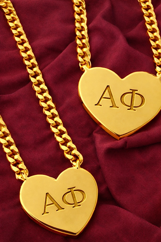 ETA 4/15 - Alpha Phi Engraved Gold Heart Necklace