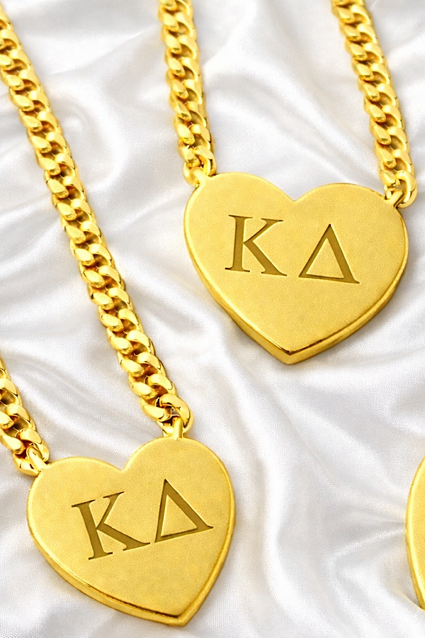 ETA 4/15 - Kappa Delta Engraved Gold Heart Necklace