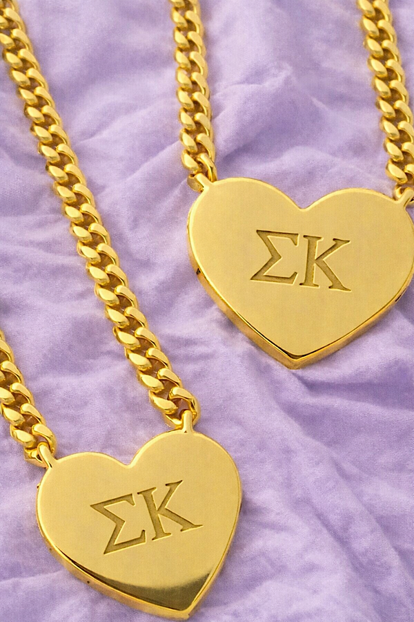 ETA 4/22 - Sigma Kappa Engraved Gold Heart Necklace