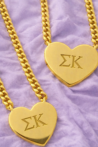 ETA 4/22 - Sigma Kappa Engraved Gold Heart Necklace