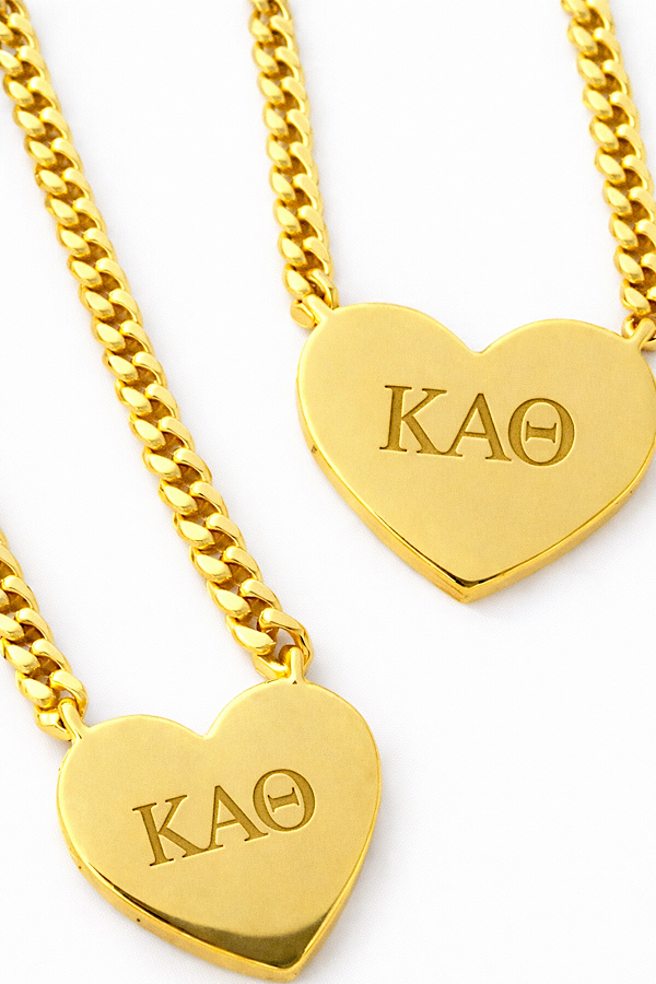 ETA 4/15 - Kappa Alpha Theta Engraved Gold Heart Necklace