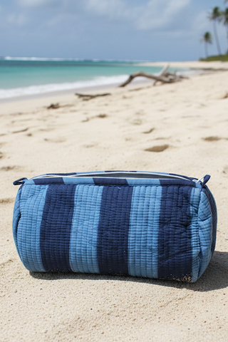 ETA 4/1 - Bohdi Navy and Blue Striped Cosmetic Bag