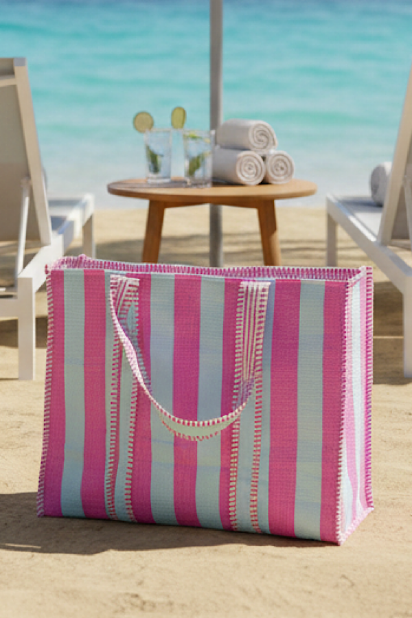 ETA 4/1 - Reef Pink and Blue Striped Tote Bag