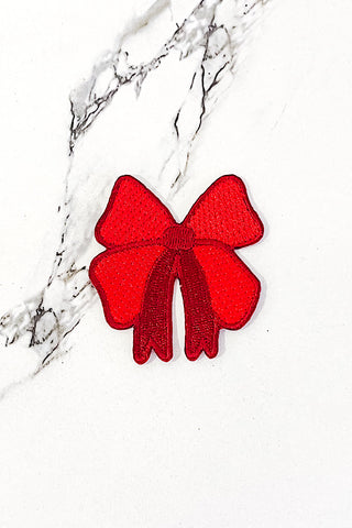 Red Bow Embroidered Patch