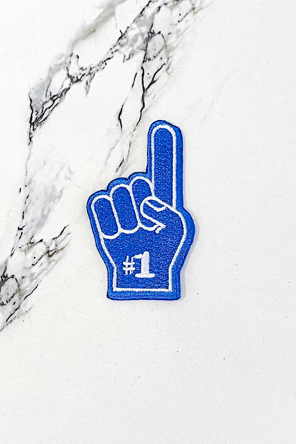 Blue Foam Finger Embroidered Patch