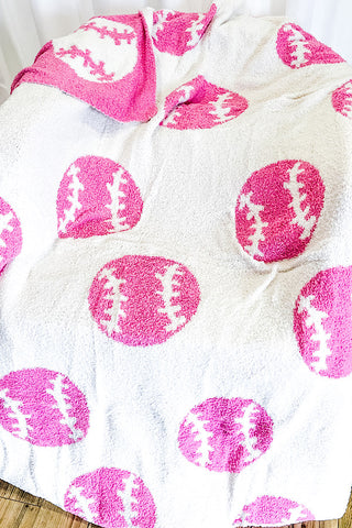 Pink Baseball Luxury Blanket