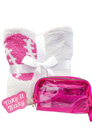 Pink Baseball Luxury Blanket Bundle