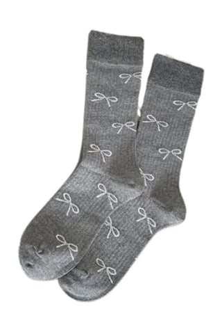 Dark Gray Bow Socks