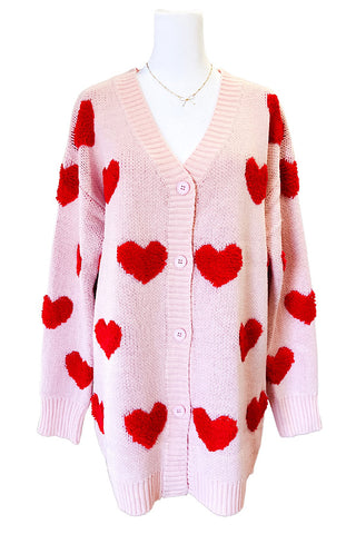 ETA 12/10 - Long Light Pink Heart Cardigan