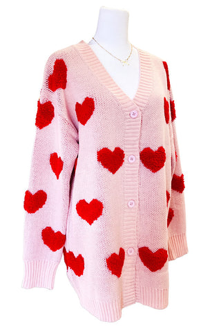 ETA 12/10 - Long Light Pink Heart Cardigan