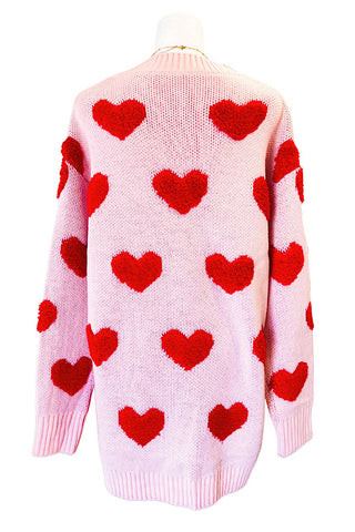 ETA 12/10 - Long Light Pink Heart Cardigan