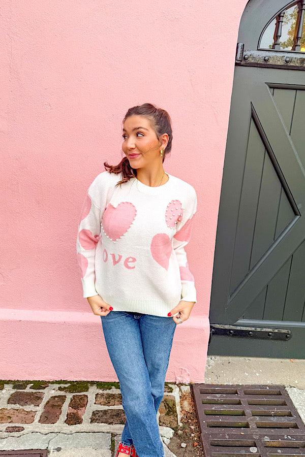 ETA 12/30 - Love Pearl Heart Sweater