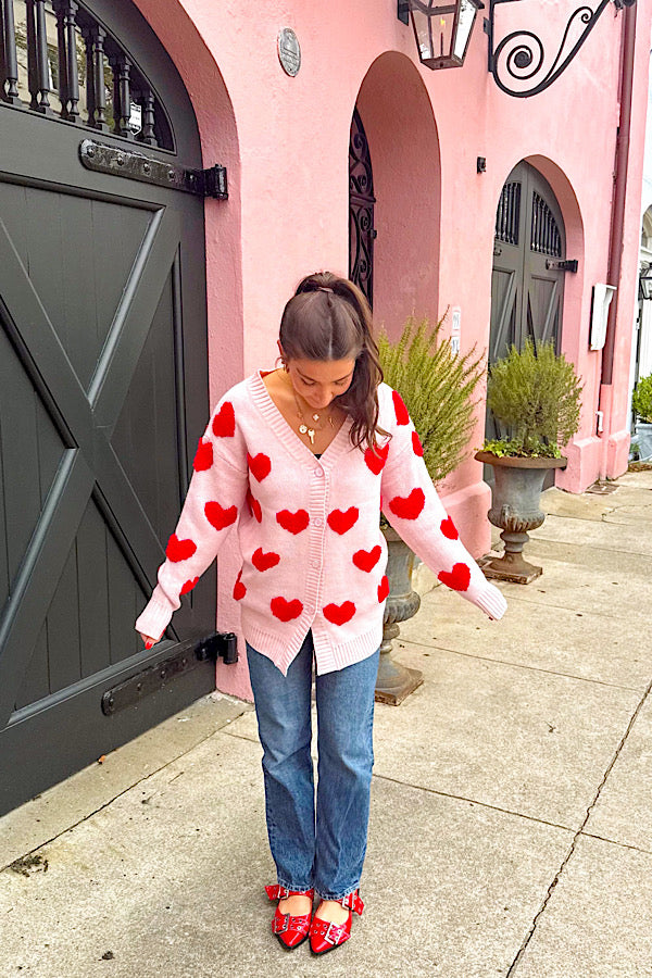 ETA 12/10 - Long Light Pink Heart Cardigan