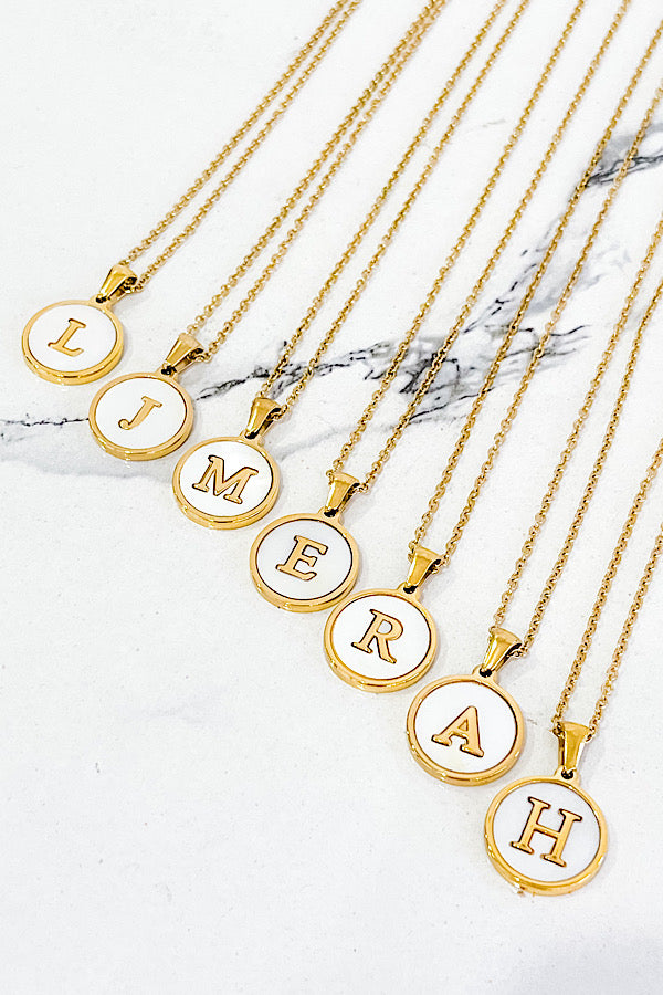 Gold Pearl Initial Necklace