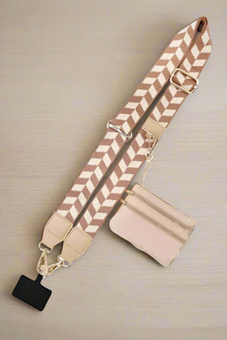 ETA 12/4 - Tan Chevron Phone Crossbody Strap