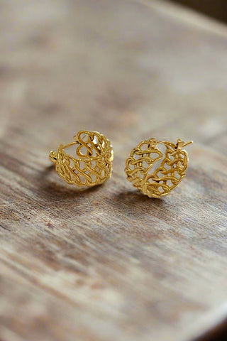 Natural Elements Gold Basketweave Hoop Earrings