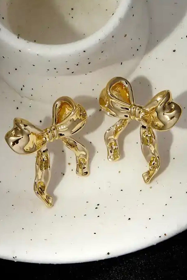 Natural Elements Gold Bow Stud Earrings