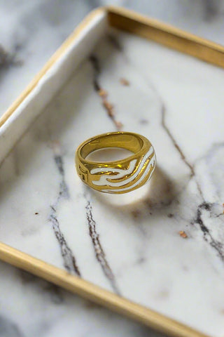 Natural Elements Gold Zebra Enamel Ring