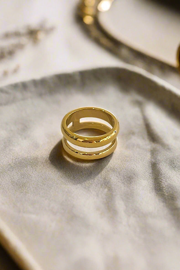 Natural Elements Double Band Gold Ring