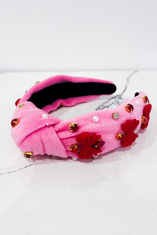 Pink Plush Bow Headband