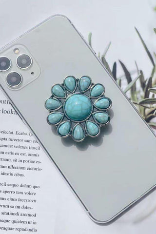 Western Turquoise Flower Phone Grip