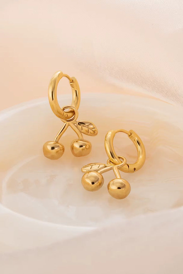 ETA 1/24 - Willa Gold Cherry Hoop Earrings