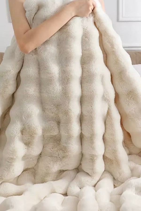 ETA 1/31 - Beige Faux Rabbit Fur Luxury Blanket