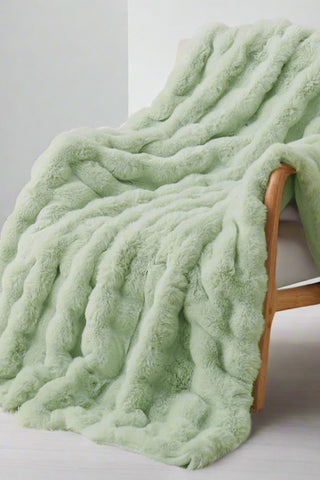 ETA 1/31 - Green Faux Rabbit Fur Luxury Blanket