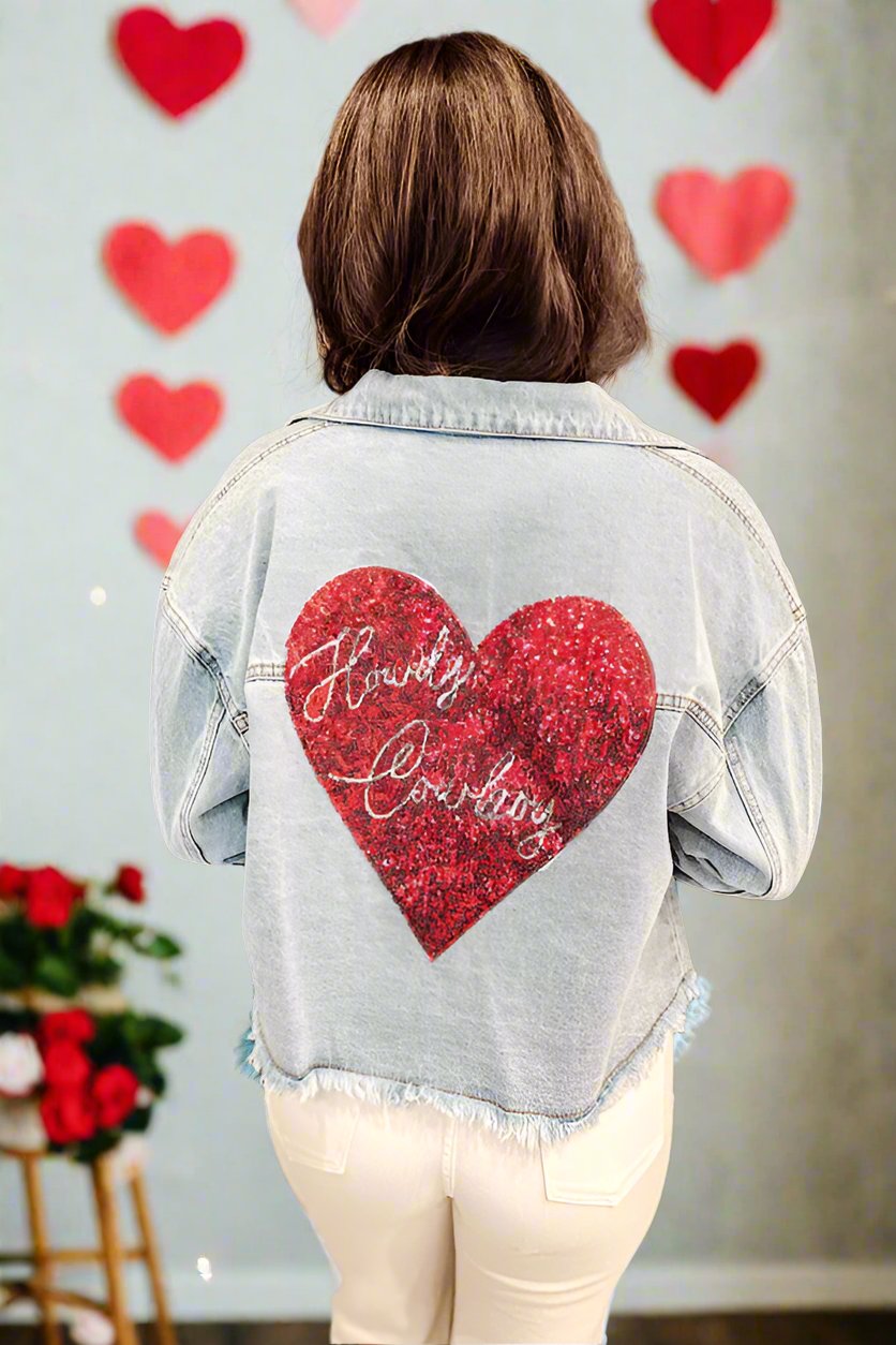 Howdy Cowboy Heart Denim Jacket