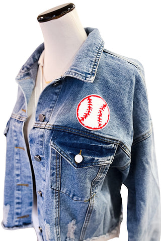 Chenille Baseball Patch Denim Jacket