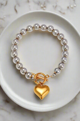 Izzie Mixed Metal Heart Bracelet