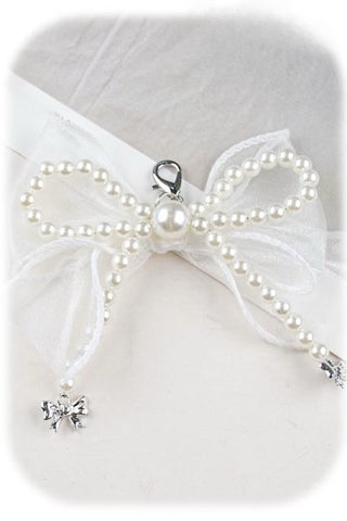 ETA 2/4 - Pearl Bow with Silver Bows Purse Charm